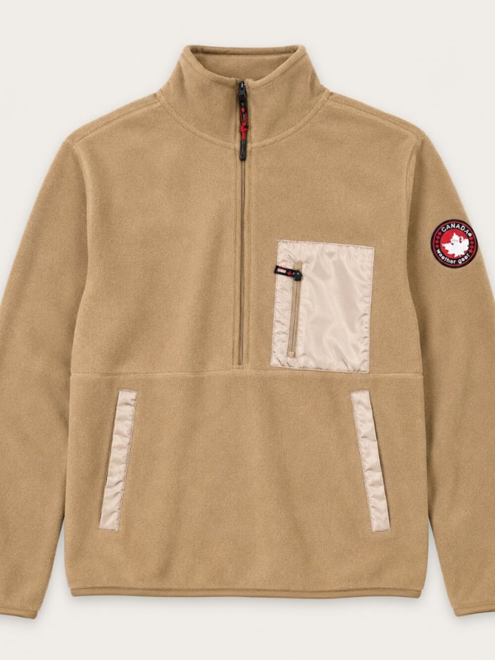 Canada Weather Gear Fleece Pullover L NWT Quarter Zip Beige Heritage Jacket - Picture 2 of 7